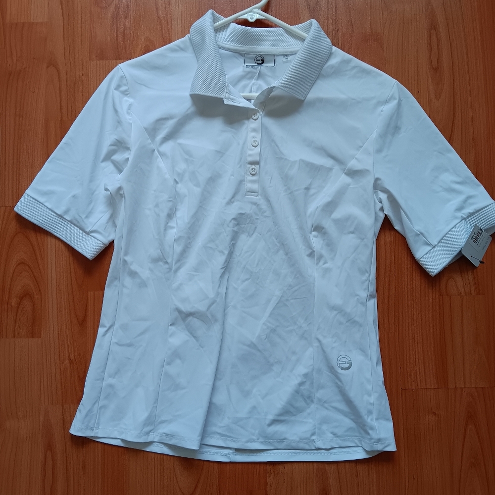 FORAY GOLF Short Sleeve White Polo Shirt Size M Performance Stretch NWT